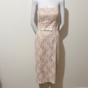 Jim Hjelm Cream Lace Strapless Dress Size 10